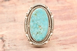 Genuine Kingman Turquoise Sterling Silver Ring by Artie Yellowhorse